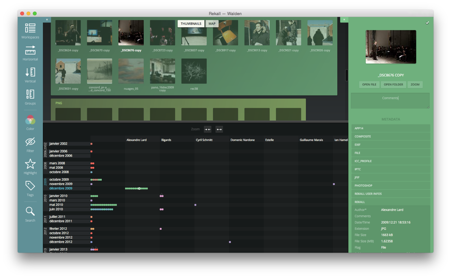 A screenshot from the Rekall interface showing various files.