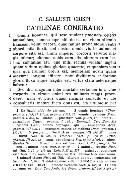 The opening of Sallust’s Catiline in Axel Ahlberg’s 1919 Editio
                           Major.