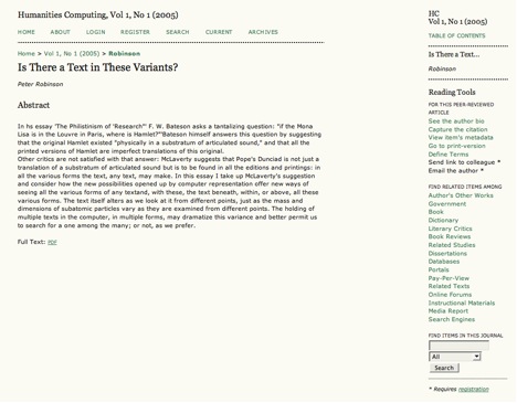 Screenshot
            of a sample article, with various reading tools in a sidebar on the right.