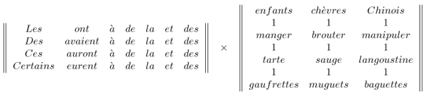 An example of Queneau's two-dimensional matrix poems