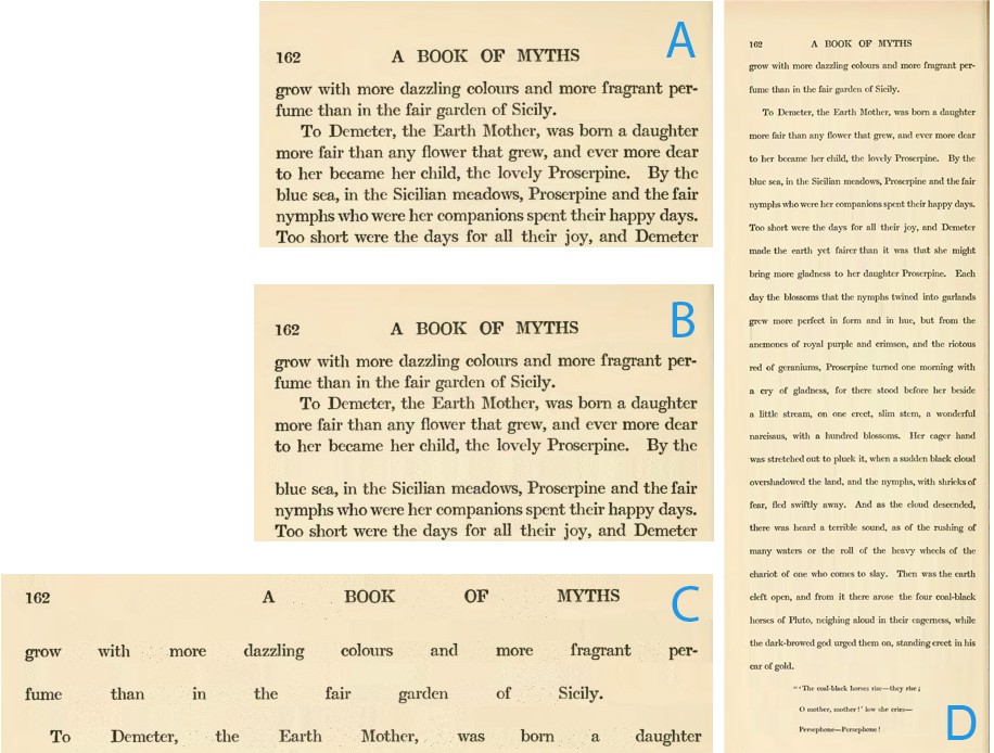 Comparison of four digitized documents.