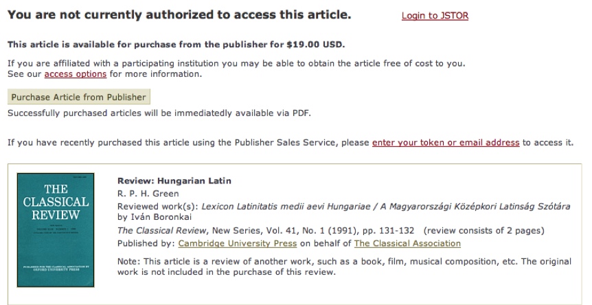 A screen shot showing an interface for purchasing access to individual
                        scholarly articles.