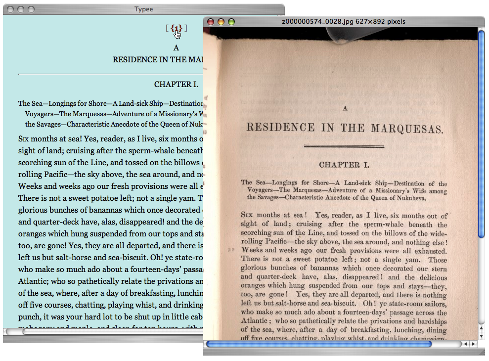 Screen shot of first British edition page from the Rotunda
                     Typee