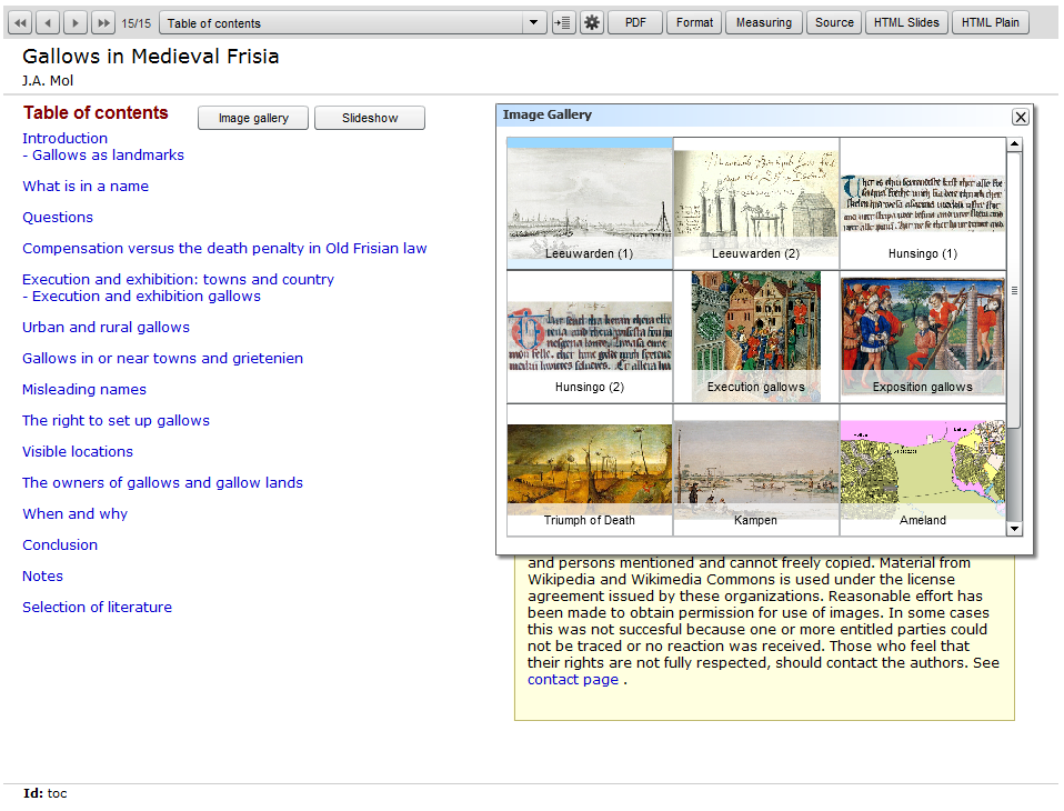 Screenshot of the text browser showing the image gallery
                            extension