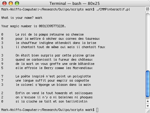 Screenshot of command-line program running in a terminal