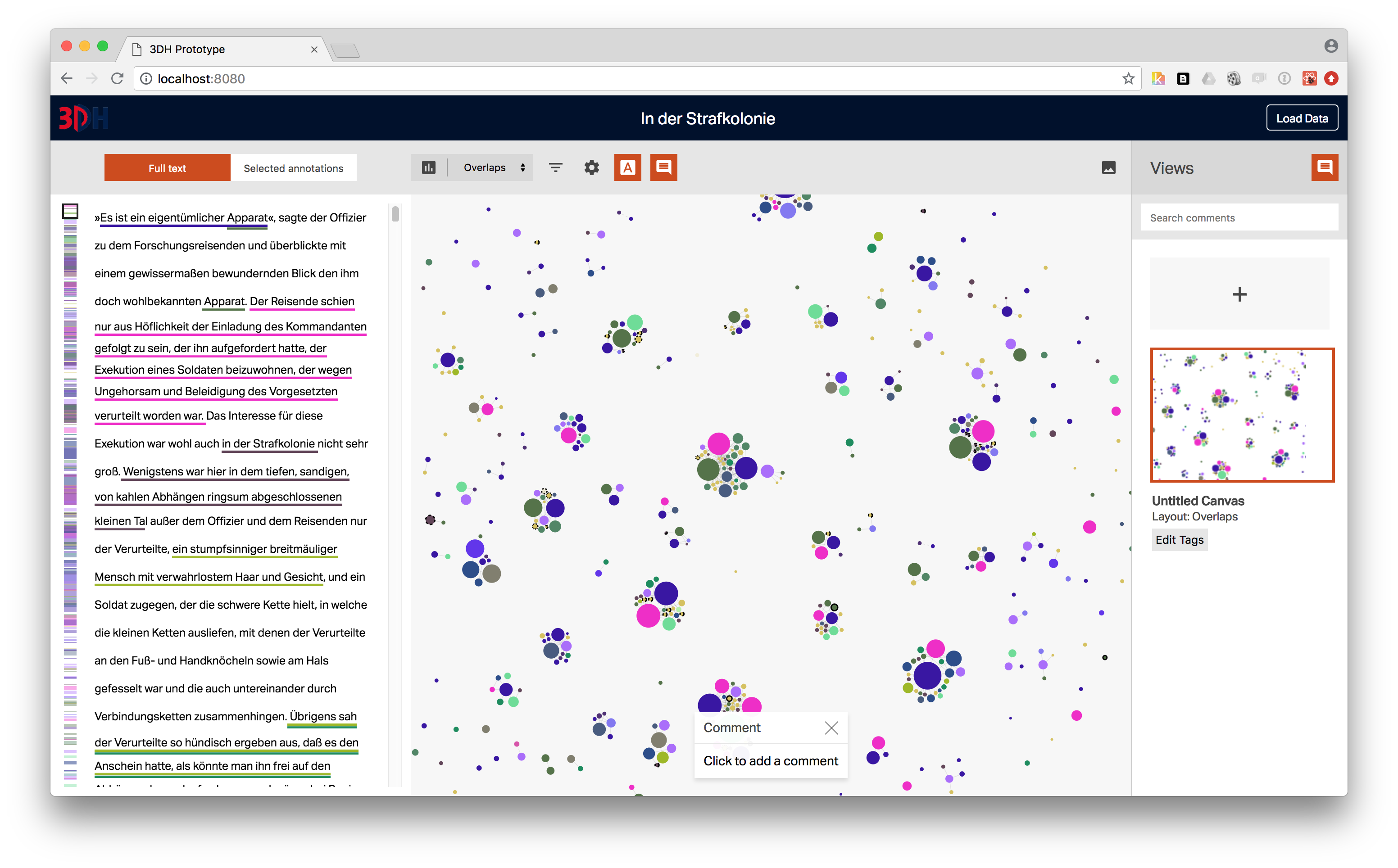 A screenshot of a Stereoscope scatter plot of various colored circles
                        in clusters.