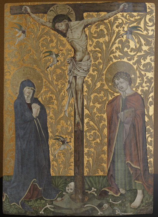 The Lindau Master's Crucifixion as it might have appeared when first made,
                  with golden background