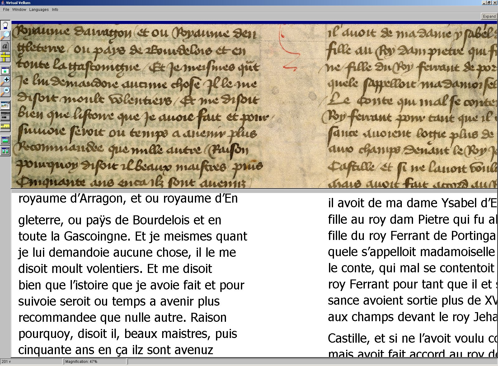 Second screenshoot of original and transcribed manuscripts.